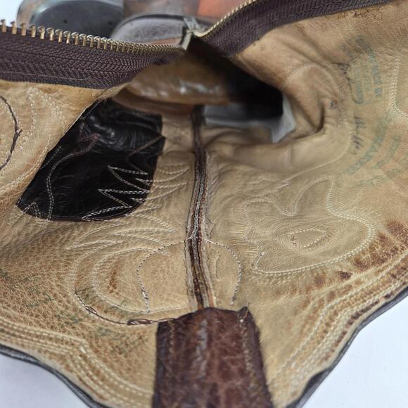 VTG Great Western Custom Boot Two-Tone Leather Boot US 9 Men Side Zip Cowboy - Picture 8 of 15